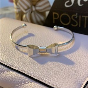 Stainless Steel Bow Accent Cuff Bracelet.